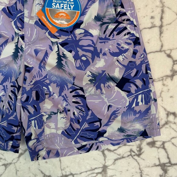 NEW COLUMBIA Water Shorts Super Backcast Men's M Purple Floral Omnishade Swim - Picture 7 of 11